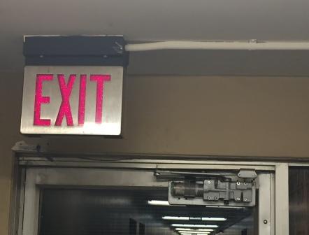 An EXIT sign